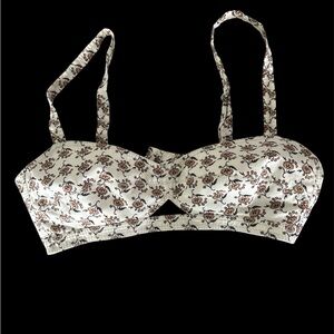 Tory Burch White and Brown Bustier Camisole bra top